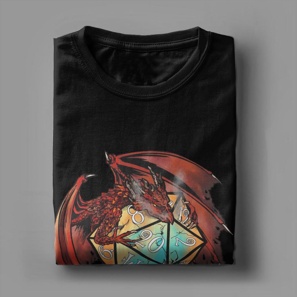 Red Dungeon Dragon DnD Dice T Shirt Men's  Pure Cotton Leisure T-Shirt Round Neck  Tee Shirt Short Sleeve Clothes Plus Size