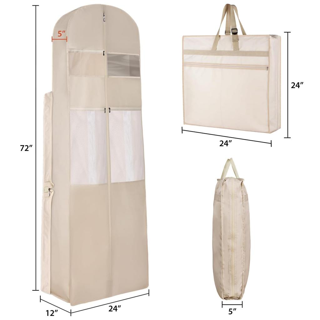 Hochzeitskleid Aufbewahrungstasche Faltbar Hängende Kleidersäcke Tragbar mit Transparentem Fenster für Hochzeitskleider Hemden Jacken