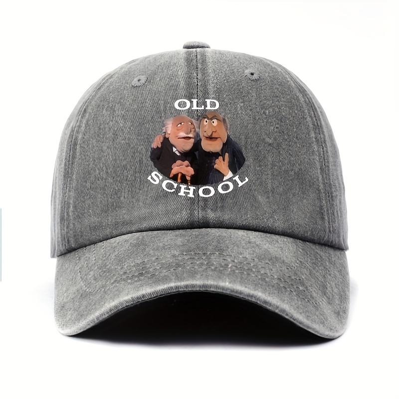 VintageInspired Old School Baseball Cap with Statler  Waldorf Muppets Design  Adjustable Black Hat for Men  Women One Size