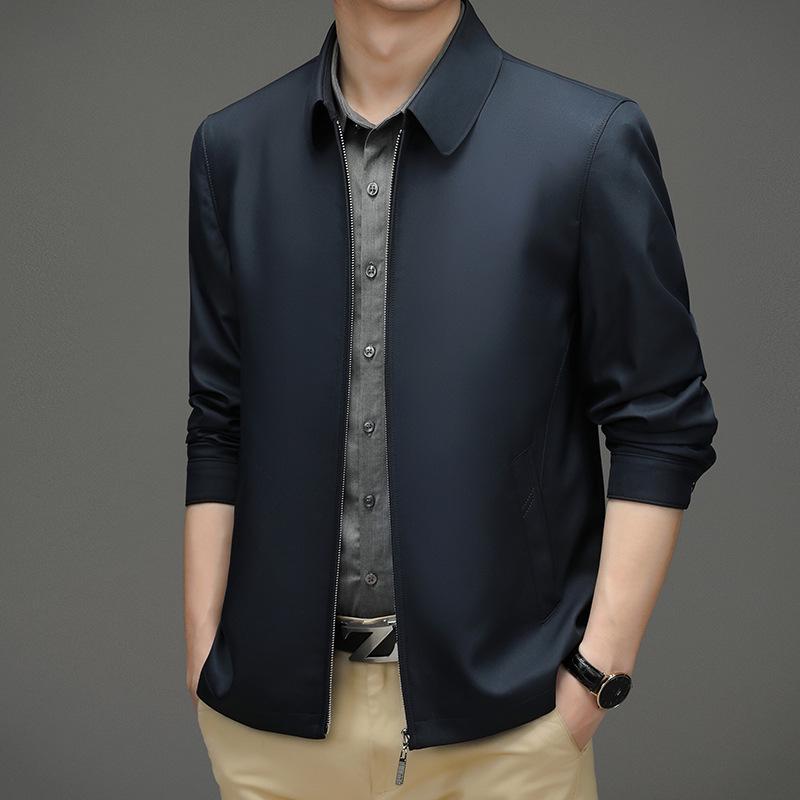 Autumn Men's Business Casual Jacket for Middle-Aged and Young, Loose Fit, Plus Sizes Available