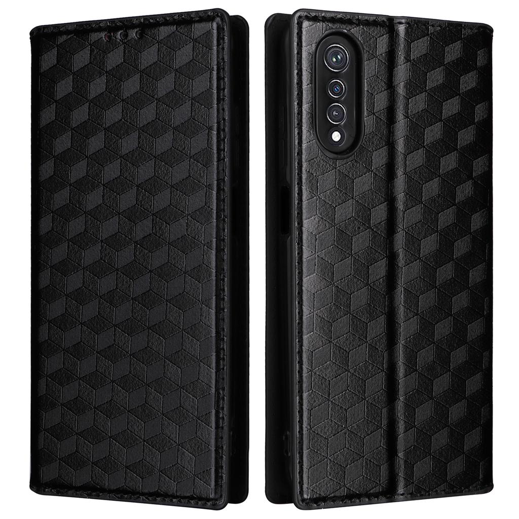 For Cubot X70 Case Rhombus Imprinted PU Leather Magnetic Auto-absorbed Phone Cover
