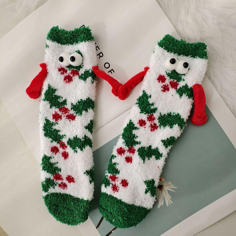 Christmas Holding Hands Socks Funny Magnetic Suction 3D Doll Couple Socks Unisex Couple Socks Winter Christmas Supplies Gift