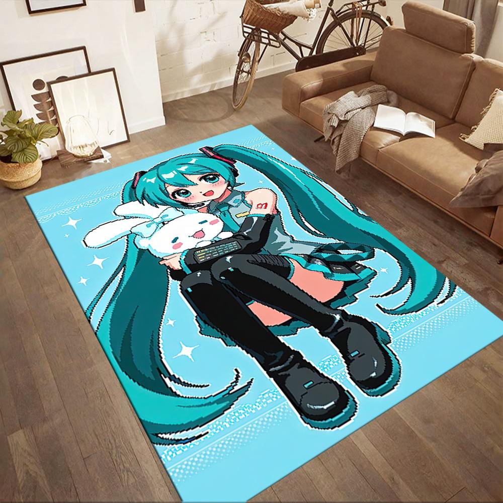 Hatsune Miku Style Square rugs are a great choice for living rooms, bedrooms, home décor, and as gifts.