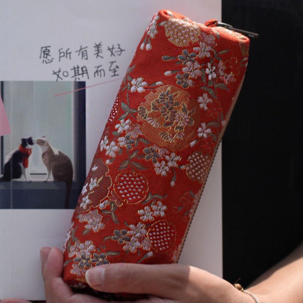 Pen Pouch Chinese Style Embroidery Pen Case Retro Pen Storage Bag Portable Pencil Case Pouch  Kid