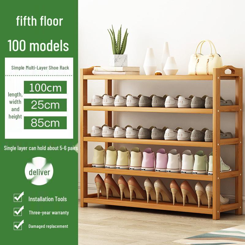 Camphor Bamboo Multi-layer Shoe Rack - Space-saving Floor Storage Cabinet for Dormitory Entrance