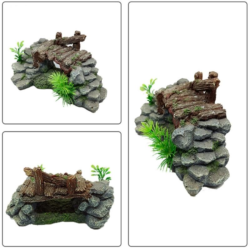 Realistic Bridge Resin Simulation Aquarium Ornaments Fish Tanks Aquarium Plant Turtle Basking Climbing Platform Supplies