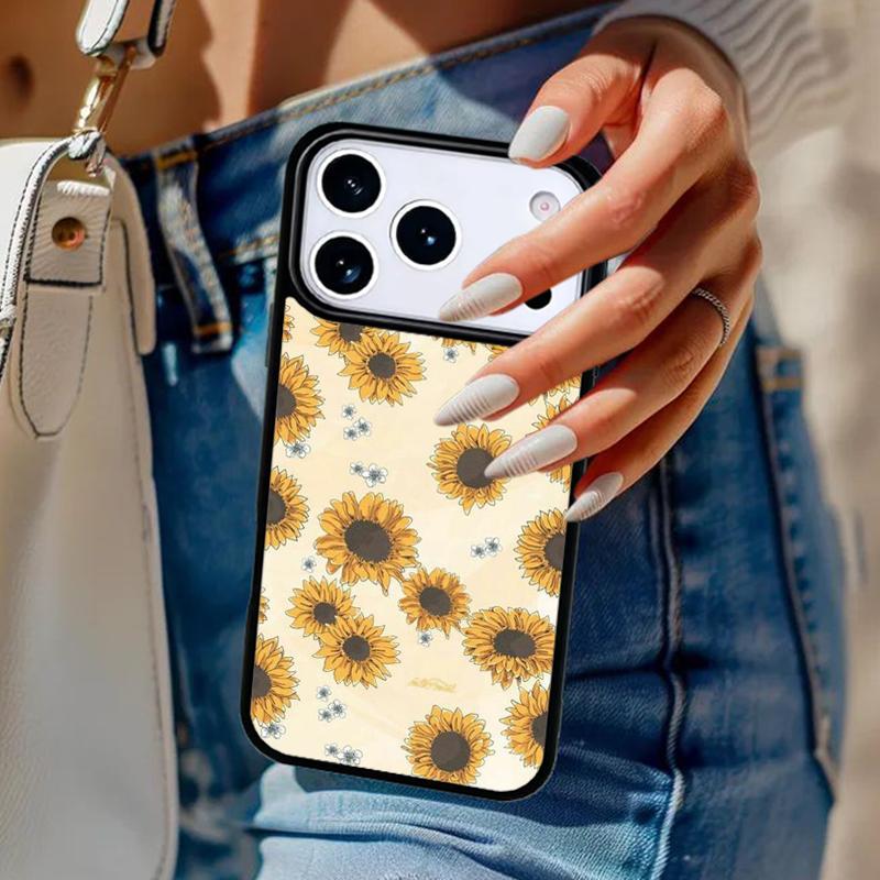 Coque de téléphone florale tournesol pour iPhone 17 Air 14 15 13 12 Max Housse pour Apple 16e 11 Pro Max Plus Coque