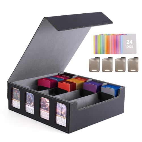 Deck Case, Trading Card Case, Storage Box, Holds 3000+ Cards, with Window, Display Slots, Dividers, and Card Stoppers, Compatible with Yu-Gi-Oh!, MTG,