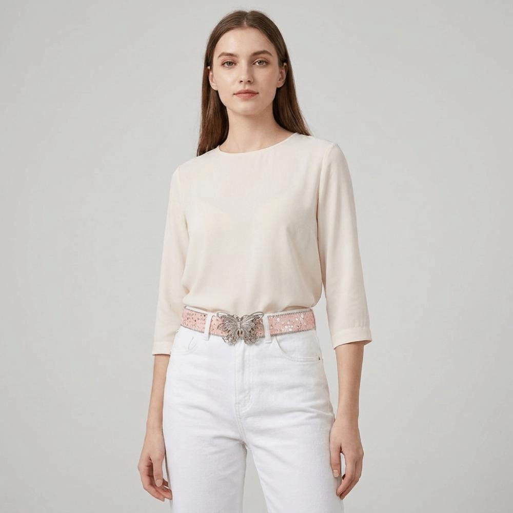 Sequins Wide Belt Y2K Denim Waistbands Simple Butterfly Belt Female/Girls