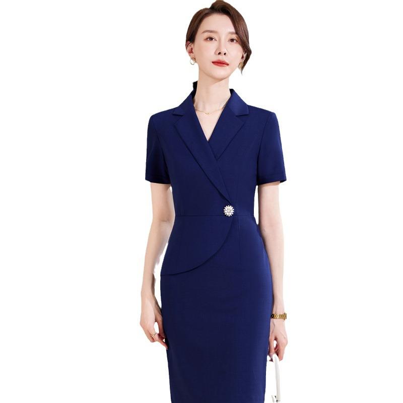 Hepburn-Inspired Waist-Cinching Professional Dress for Women