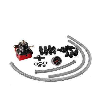 Regulador de Presión de Combustible Ajustable Universal PSI Kit de Manguera y Racores para Manómetro de Aceite
