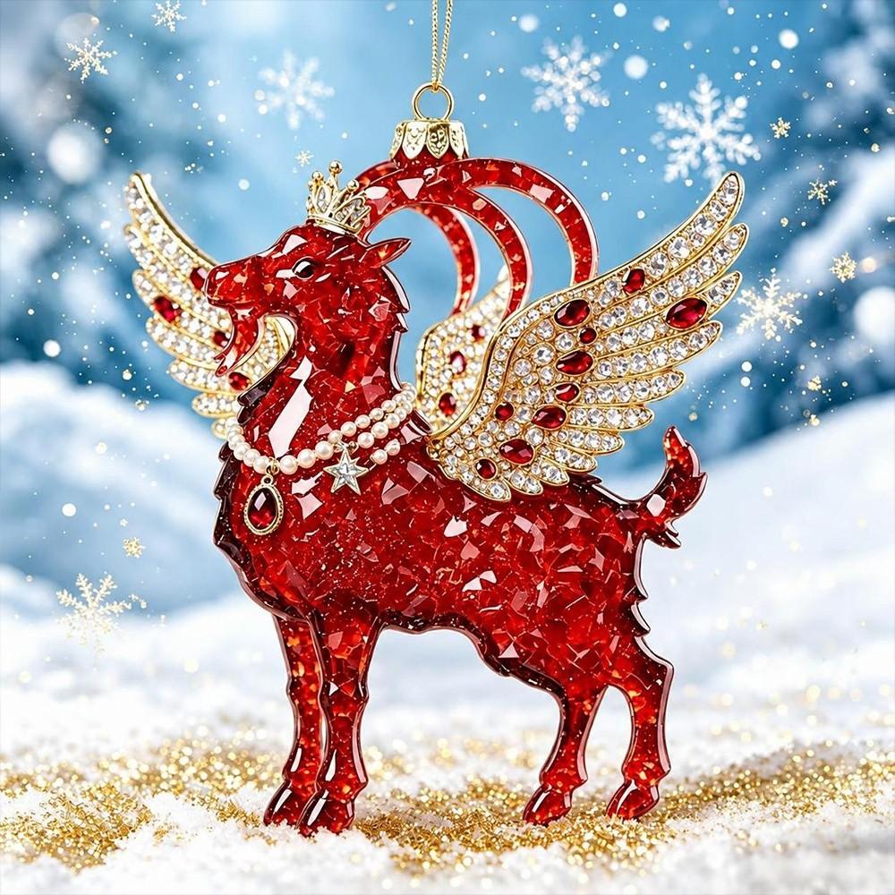 Shining Goat Hanging Ornament Set 2D Flat Christmas Tree Ornament New Goat Pendant Bag Charms
