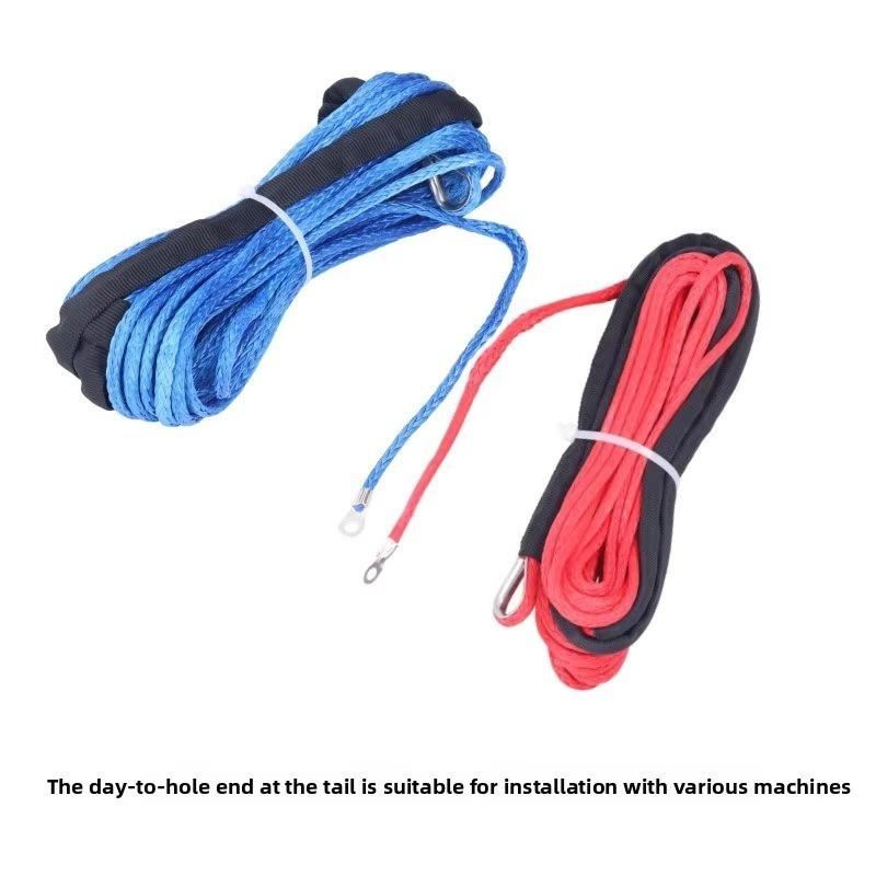 For Best Sport 6mm X 15m 7700LBs Synthetic Winch Line Cable Rope with Black Protecing Sleeve