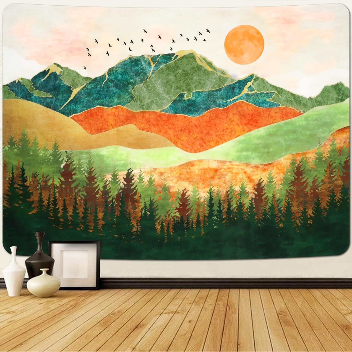 Tapestry of the Krelymics mountain forest nature 75x100 чёрный