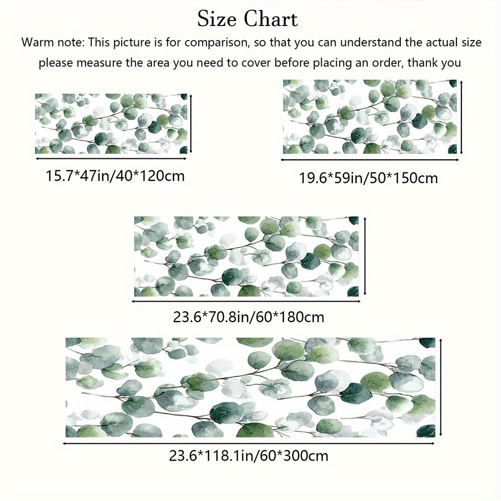 1Pcs Nordic Style Watercolor Eucalyptus Leaf Non-Slip Washable Area Rug Runner for Entryway, Living Room, Bedroom & Patio