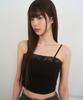 Limekeu Black Lace Crop Camellia With Built-In Cap