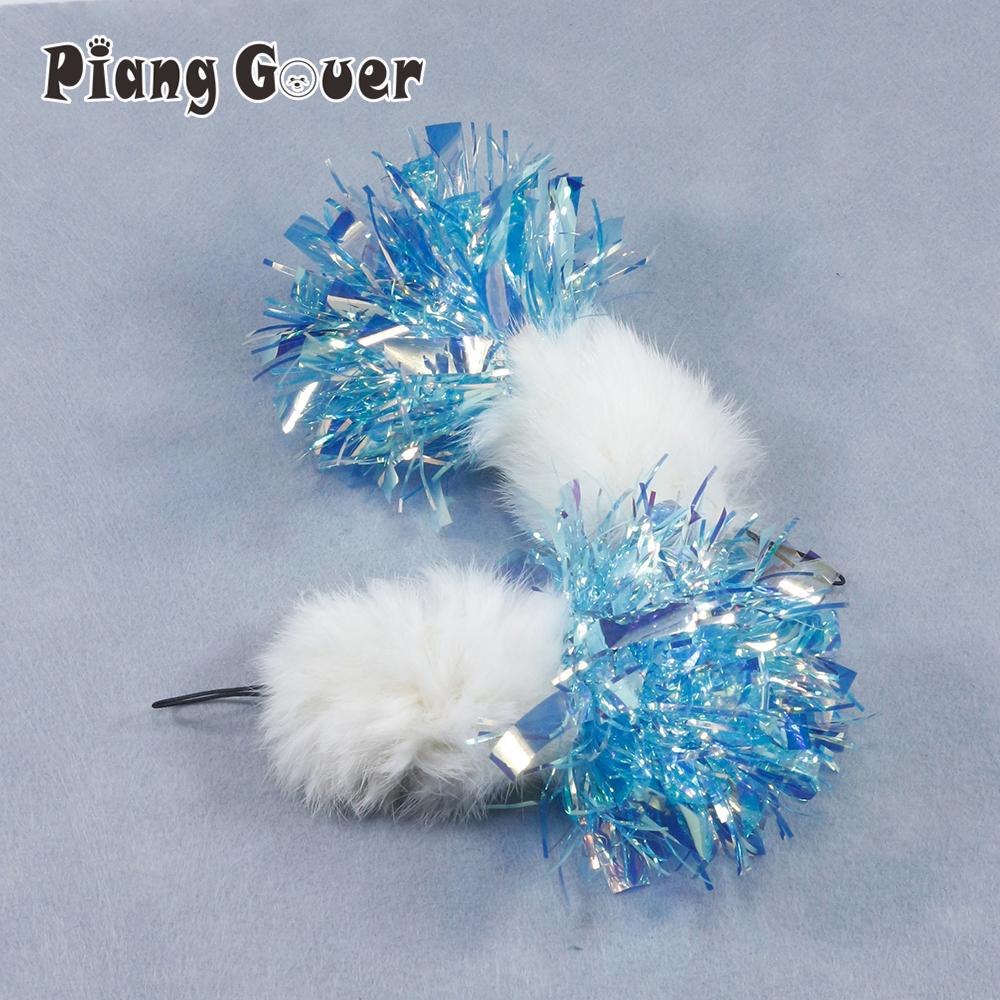 Plush Ball Cat Toy Tassel Rabbit Fur Cat Teaser Stick Changing Heads Pet Toys For Kitten