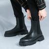 Fashion Brand Classic Black Platform Boots Men High Heel Height Increase Leather Ankle Chelsea Boots Men Thick Sole Motorcycle Boots