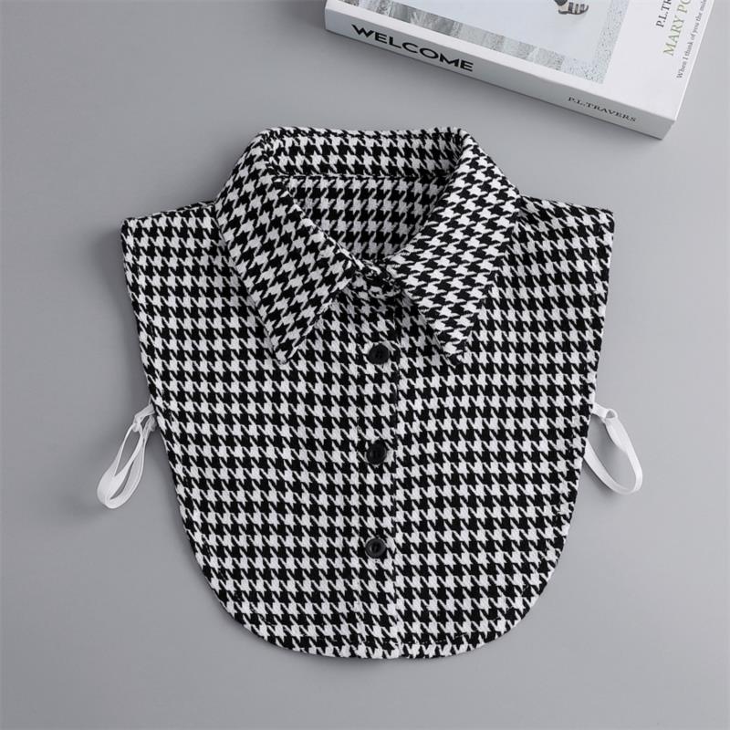 New Fake Collars For Women Checker Lapel Detachable Collar Shirt Lace Stand False Collar Woman Removable Tie Nep Kraagie