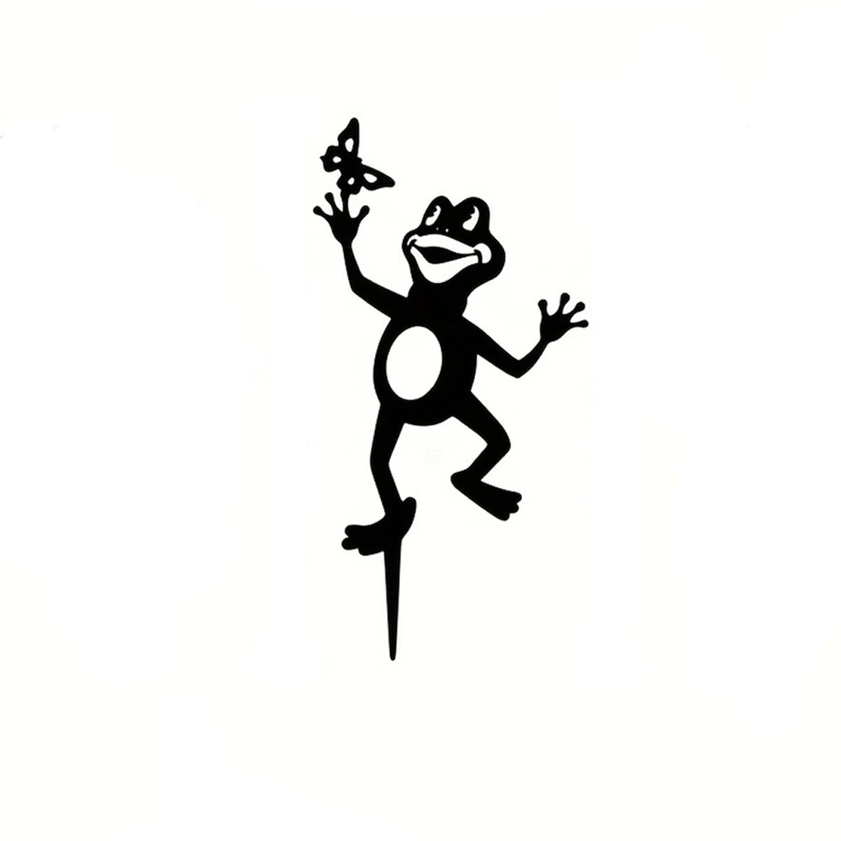 

1Pc Iron Frog Garden Decoration Ground Insert, Independent Outdoor Decoration, Animal Theme Garden Decoration, Suitable for Summer, Back to