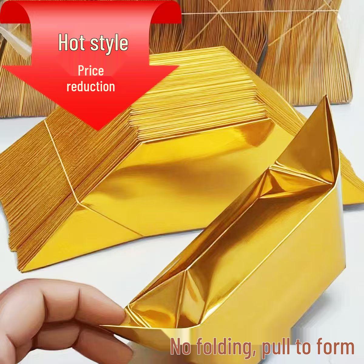 

Handmade Origami: Gold and Silver Ingot Foil Paper, Thickened, Cut Corner Design