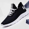 Scarpe Sportive alla Moda da Uomo in Rete Nera e Rossa con Design Traspirante Intrecciato Fly