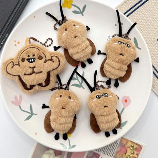 Keychain Pendant Soft Fluffy Muscular Cockroach Charm Key Chain Multi-Functional Key Holder Stress Relief Decompression Toy Keys Bags Car Decoration