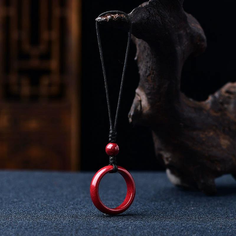 Cinnabar Phone Chain Lanyard with Purple Gold Sand USB Pendant & Anti-Lost Ring for Couples