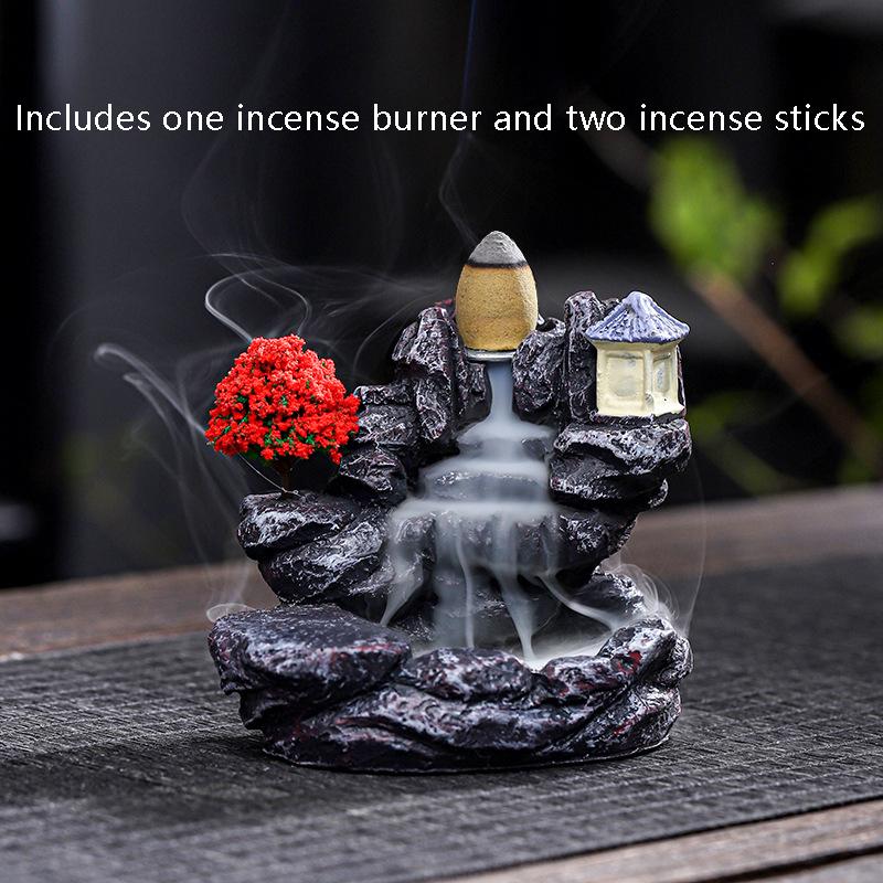 Gorgeous Resin Backflow Incense Burner Waterfall,Perfect Home Decor and Aromatherapy Accessory for Christmas Day Gifts