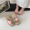 Flower non-slip super high slope heel landslide beach one-word platform slippers sexy fashion 2025 summer and autumn new