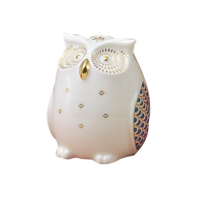 Figurka Sowy, Seria Małe Zwierzęta, 8cm Wysoka x 7cm Szeroka, Porcelana Kostna, K011/A028