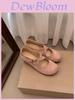 Retro Pink Shoes With Cross Strap And Medium Heel For Daily Wear