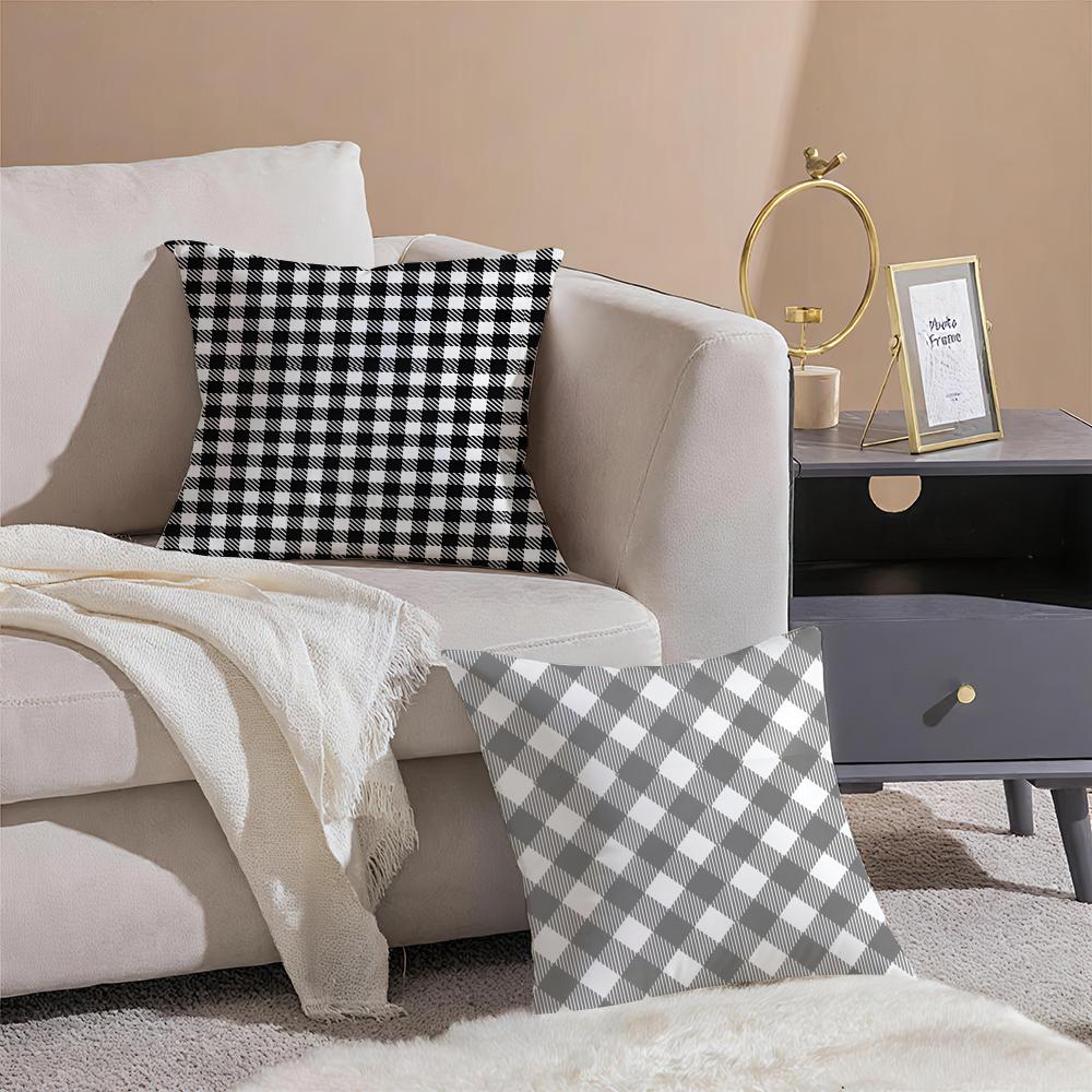 Blackandwhite Pattern Cushion Cover Throw Pillow Cover Hidden Button Durable Polyester Chair Cushion