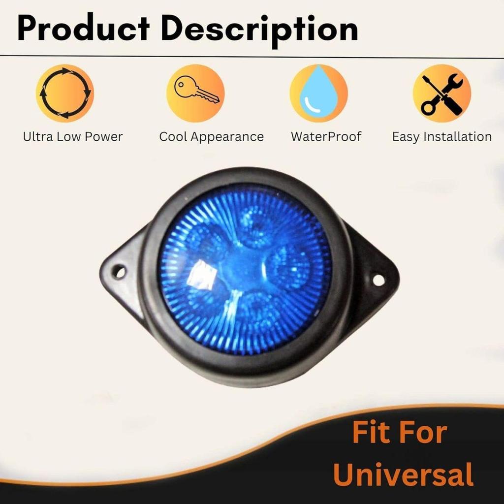 APSMOTIV LED Outline Marker Lights Trailer Fot Truck 24V Clearance Lamp Chicken Marker Lights Universal Fit, Color Blue, Pack of 15