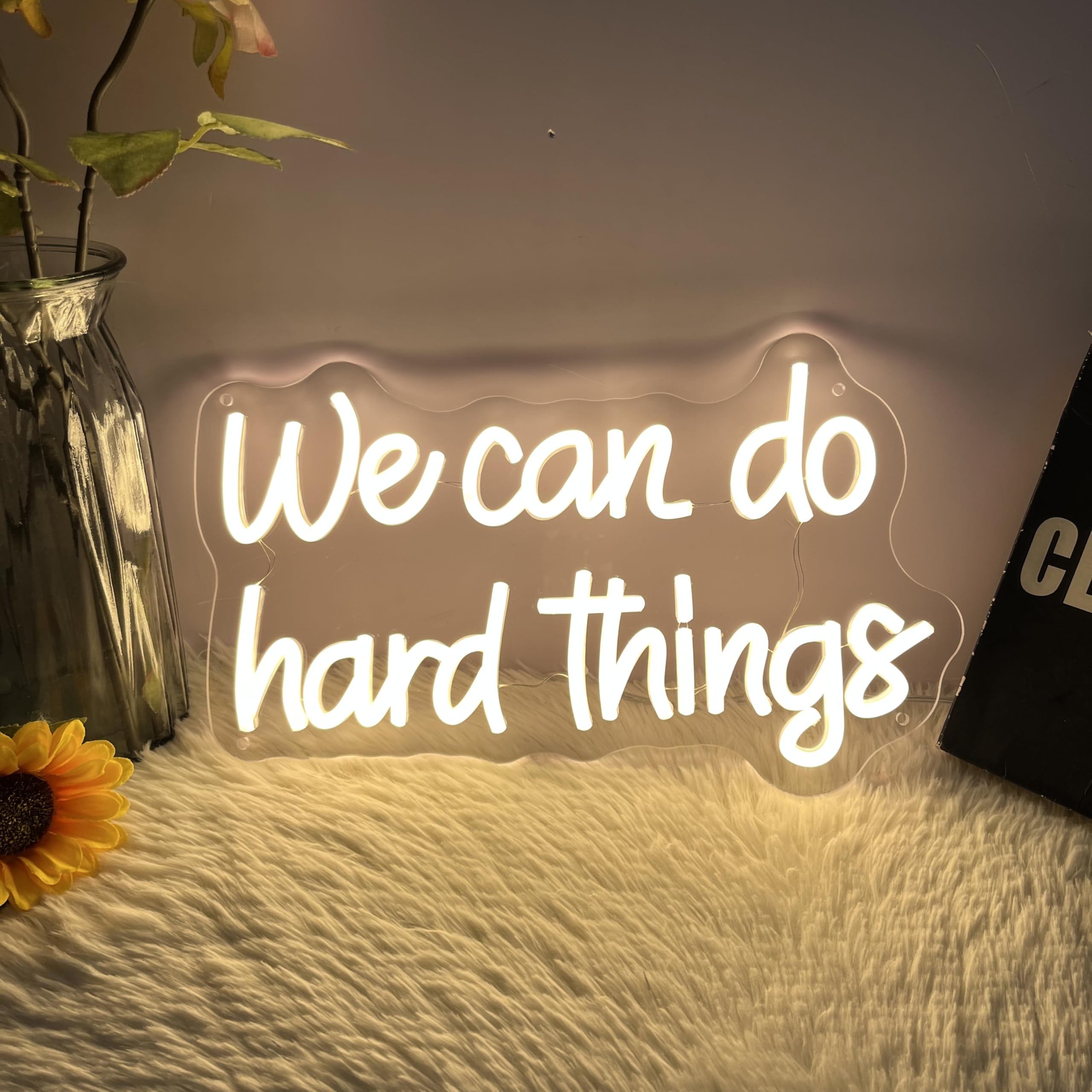 

We Can Do Hard Things Neon LED Signs for Kids Bedroom Inspirational Letter Neon Light for Office Classroom Lights For Wall Decor