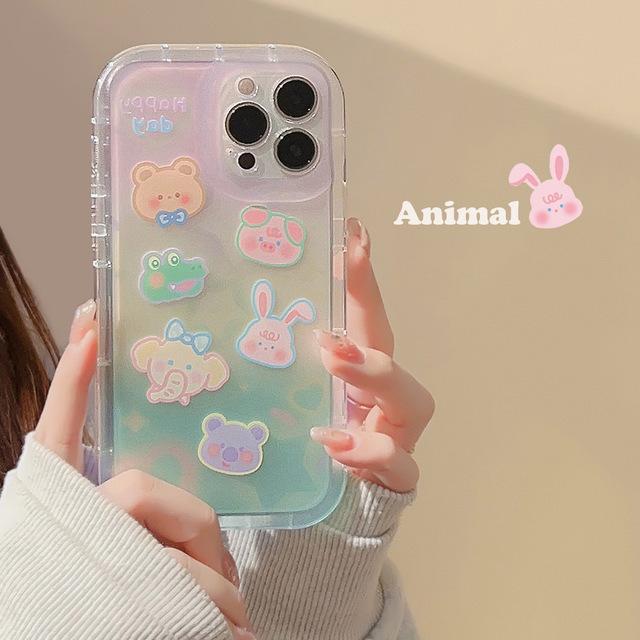 

Мягкий силиконовый чехол Happy Cartoon Animal Koala Cute Elephant Pig Bear Rabbit для Iphone 14 Plus 11 12 13 Pro Max, чехол для телефона for iphone 11