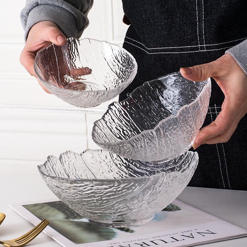 ZISIZ Tree Pattern Glass Salad Bowl Set