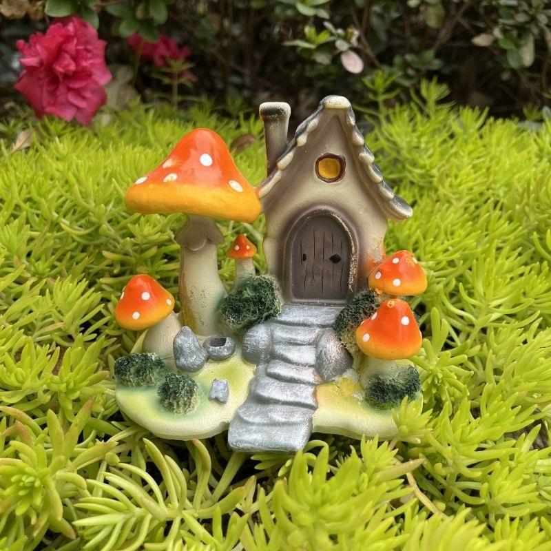 Garden Landscaping Ornaments Simulation Colorful Cartoon Mushroom House Creative Painted Lawn Garden Kindergarten Decoration Layout
