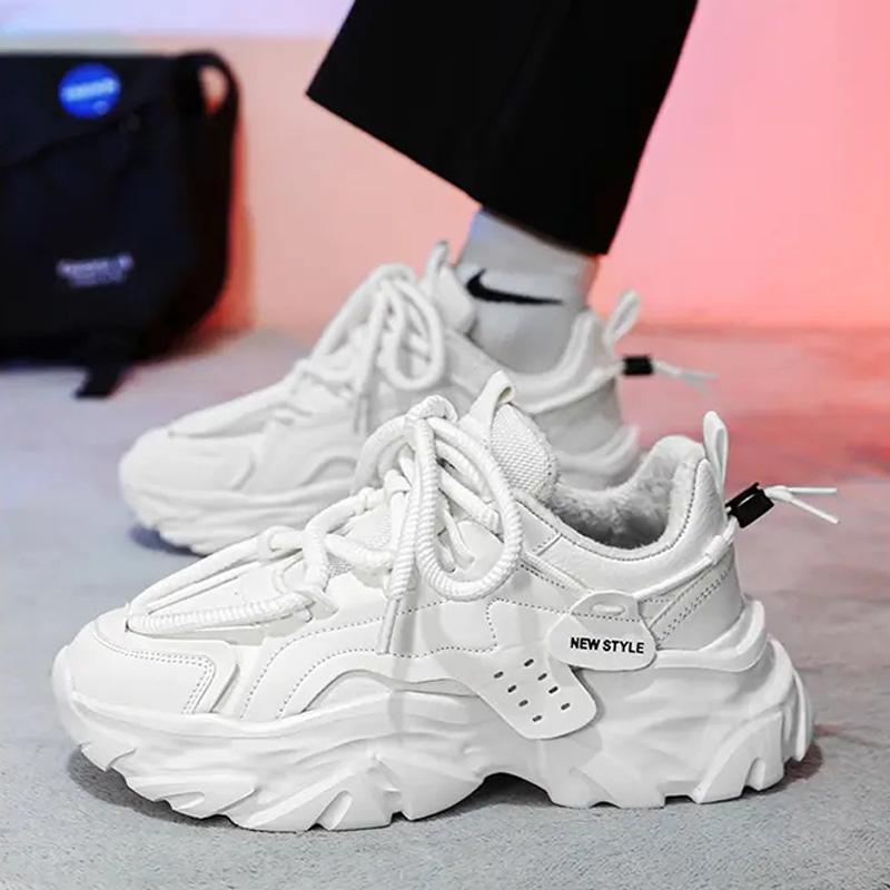 Fashion Plus Velvet Sneakers Men's Warm Constant Temperature and Cold-proof Casual Shoes Comfortable Lace-up Outdoor Sneakers