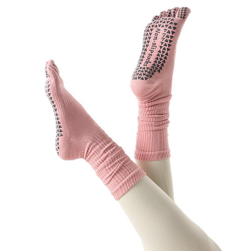 Dual-Use Non-Slip Extra-Long Five-Toe Cotton High-Top Women's Yoga Socks