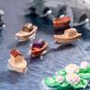 8Pcs Resins Miniature Boats Figurines Jiangnan Styles Decorative Ornaments for Garden Landscape and Desktop Shelf Decors