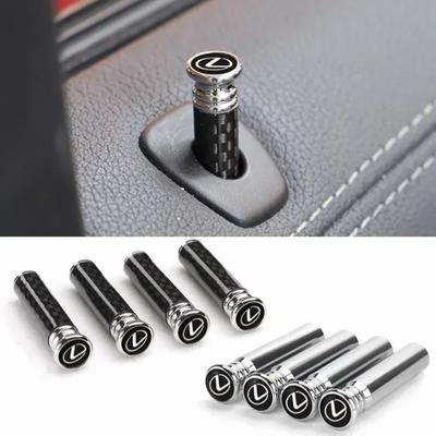 4 st högkvalitativa kolfiber svarta bildörrlåsdragstift interiör modifiering glänsande silverstift ersättning