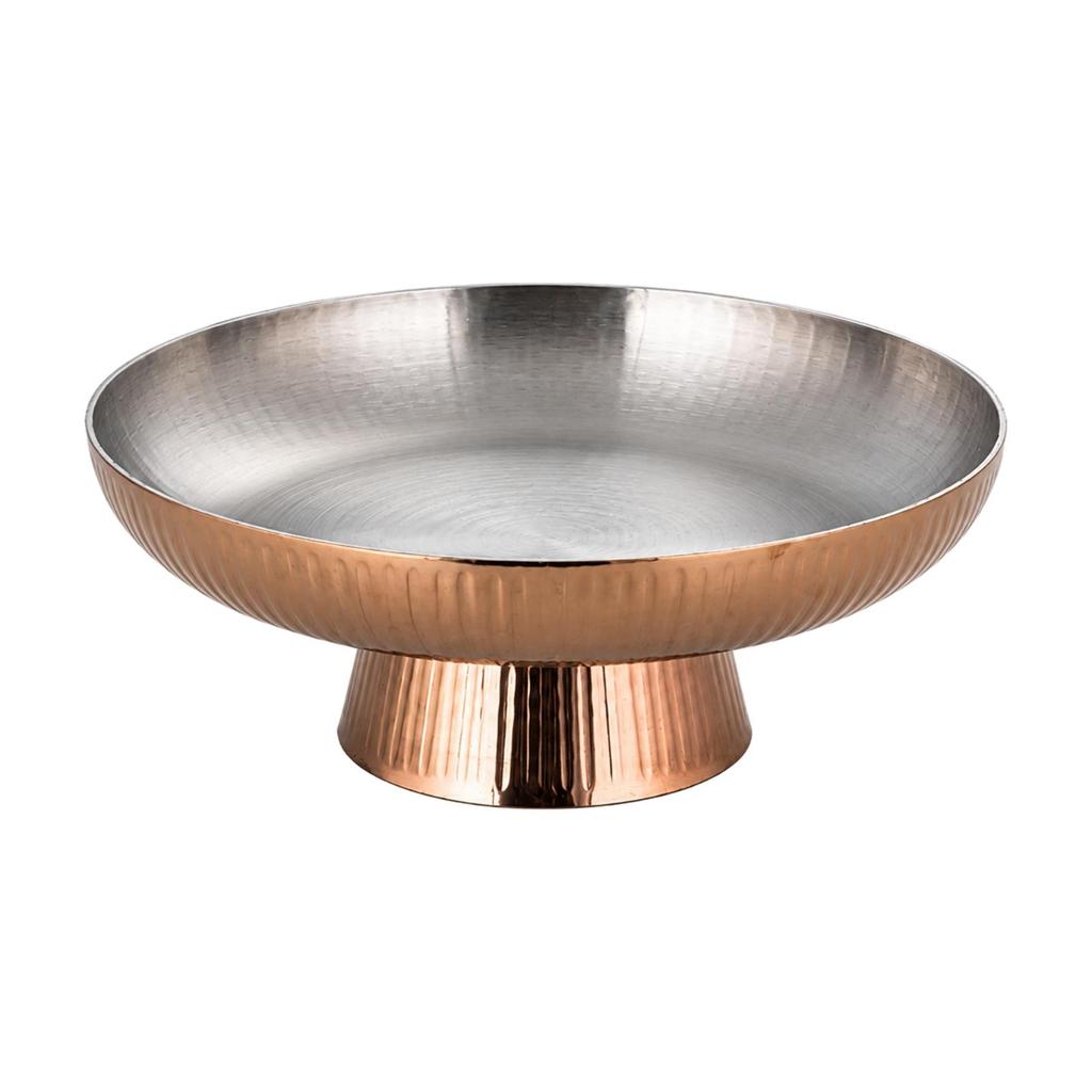 Fluted Pedestal Serving Plate with Petal-Shaped Bowl Low-Profile for Fruit