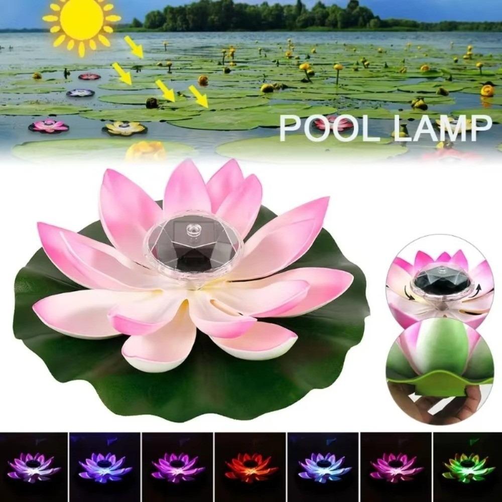 RGB Solar Floating Lotus Light Waterproof Lotus Night Lamp Decor Water Floating Lamp Pool