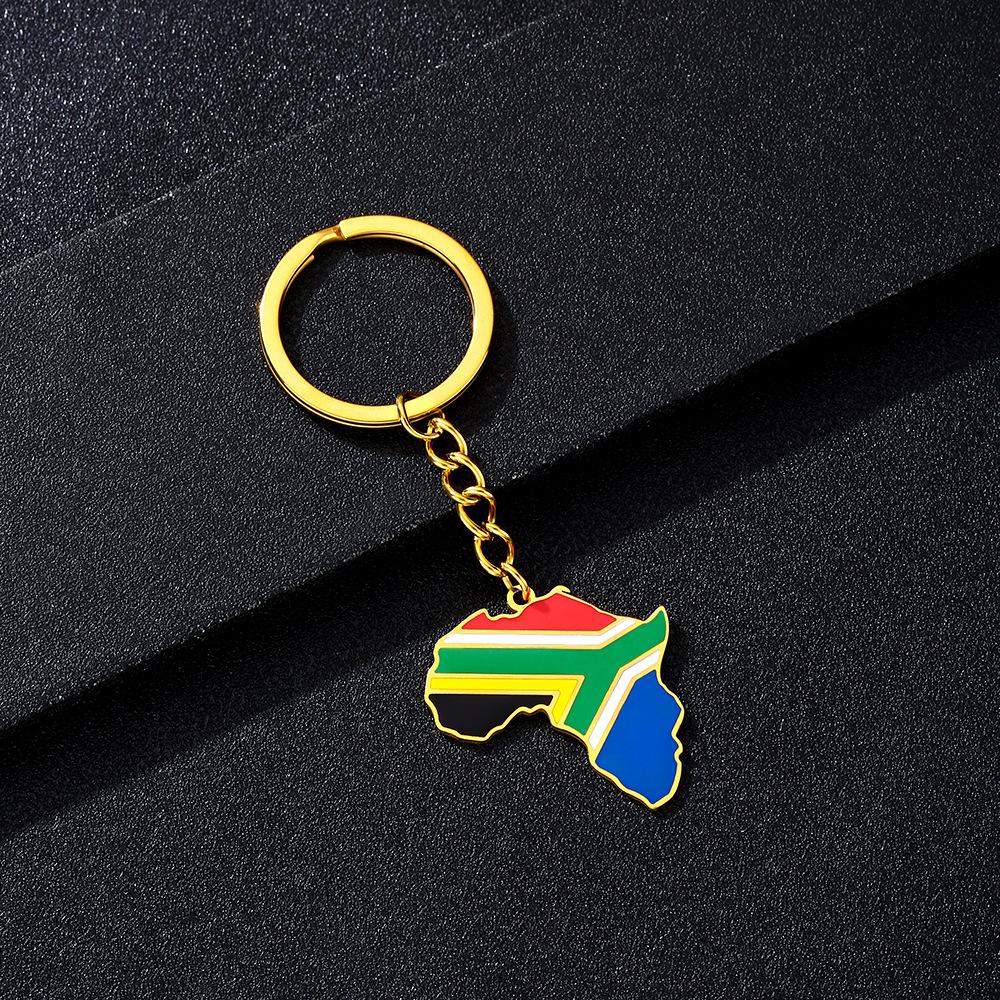 Portachiavi Premium in Acciaio Inossidabile con Ciondolo Mappa Bandiera Africa Ghana Nigeria Capo Verde Congo Uganda Regalo per Appassionati di Viaggi