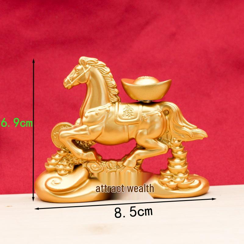 Год Лошади: Золотая статуэтка-украшение Лошадь по китайскому гороскопу Ruyi для гостиной