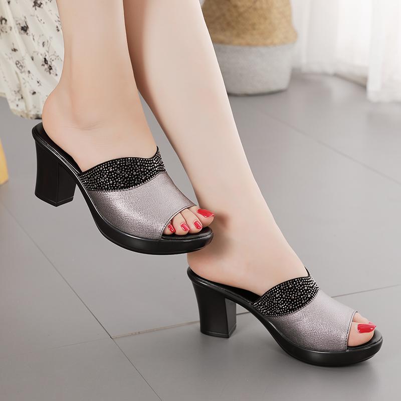 Fashion GKTINOO Women's Slippers Sandals 2024 Summer 8cm High Heels Women Shoes Woman Slippers Summer Sandals Fashion Shoes