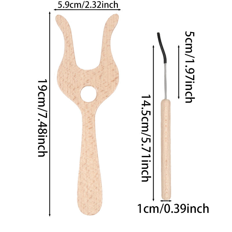 1set 19cm Wooden Fork-shaped Knitting Tool Kids' Handcraft Yarn Flower Knitting Fork