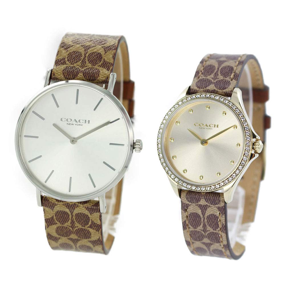 

Pair Watch Storage Box PERRY ASTOR Brown Leather 1450312214503218 Watch [Coach] Men s Women s [Item]