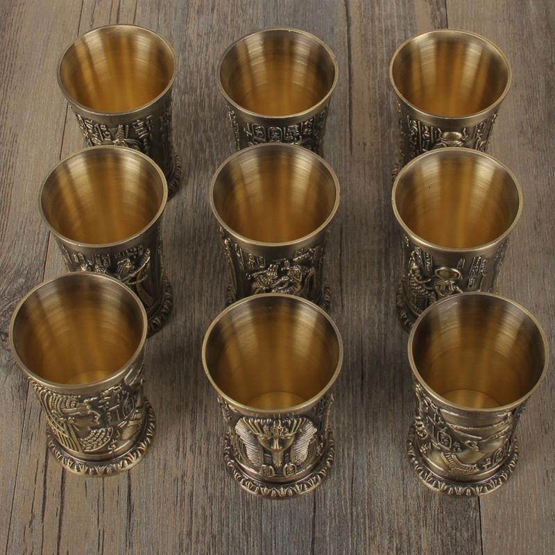 The Revenant Same Style Wine Glass Ancient Egypt Myth Relief Art Copper S Glass B52 Cocktail Russia Sikkim Spirits Bullet Cup